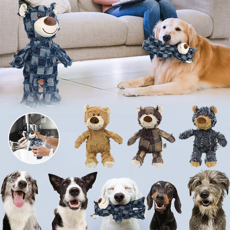 Indestructible Bear Plush Dog Toy